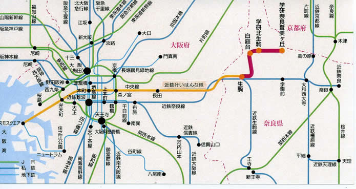 けいはんな線関連鉄道路線図