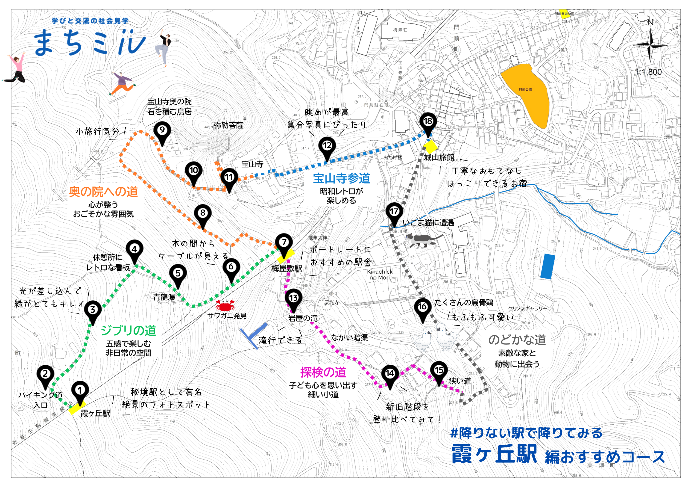 近鉄霞ヶ丘駅周辺の散策マップ