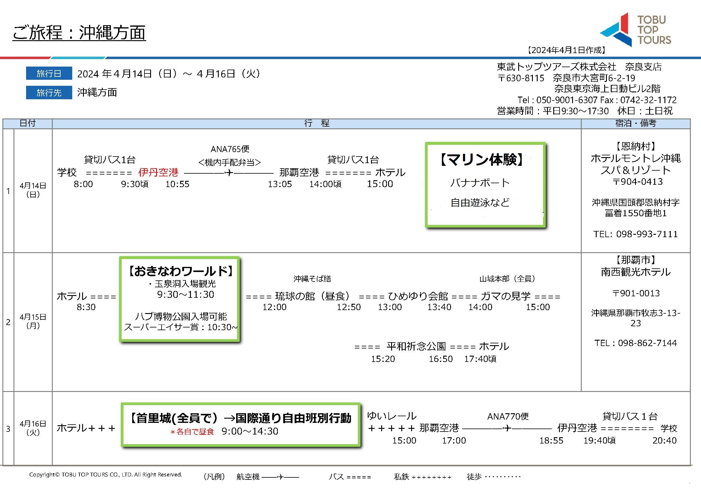 行程表