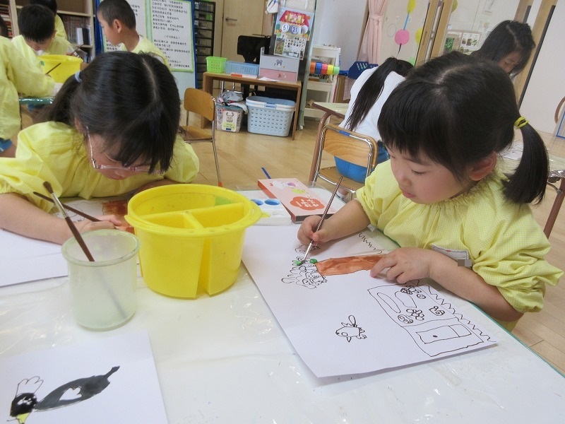 5歳児絵画制作
