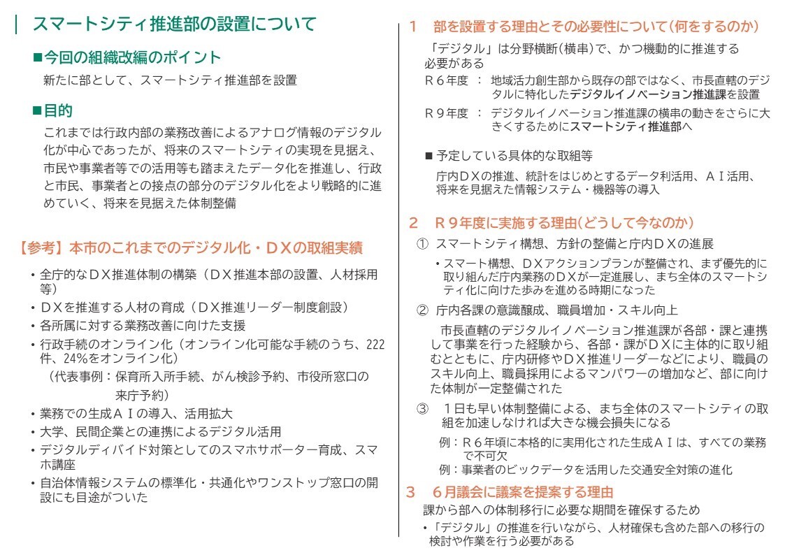 スマートシティ推進部の設置について