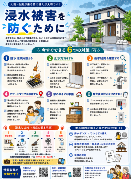 浸水被害を防ぐための対策をまとめたチラシです
