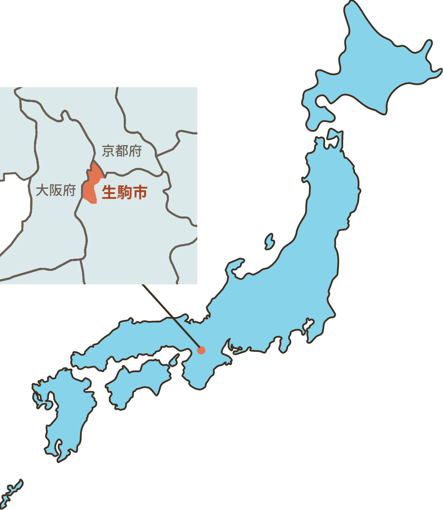 生駒市の位置がわかる日本地図