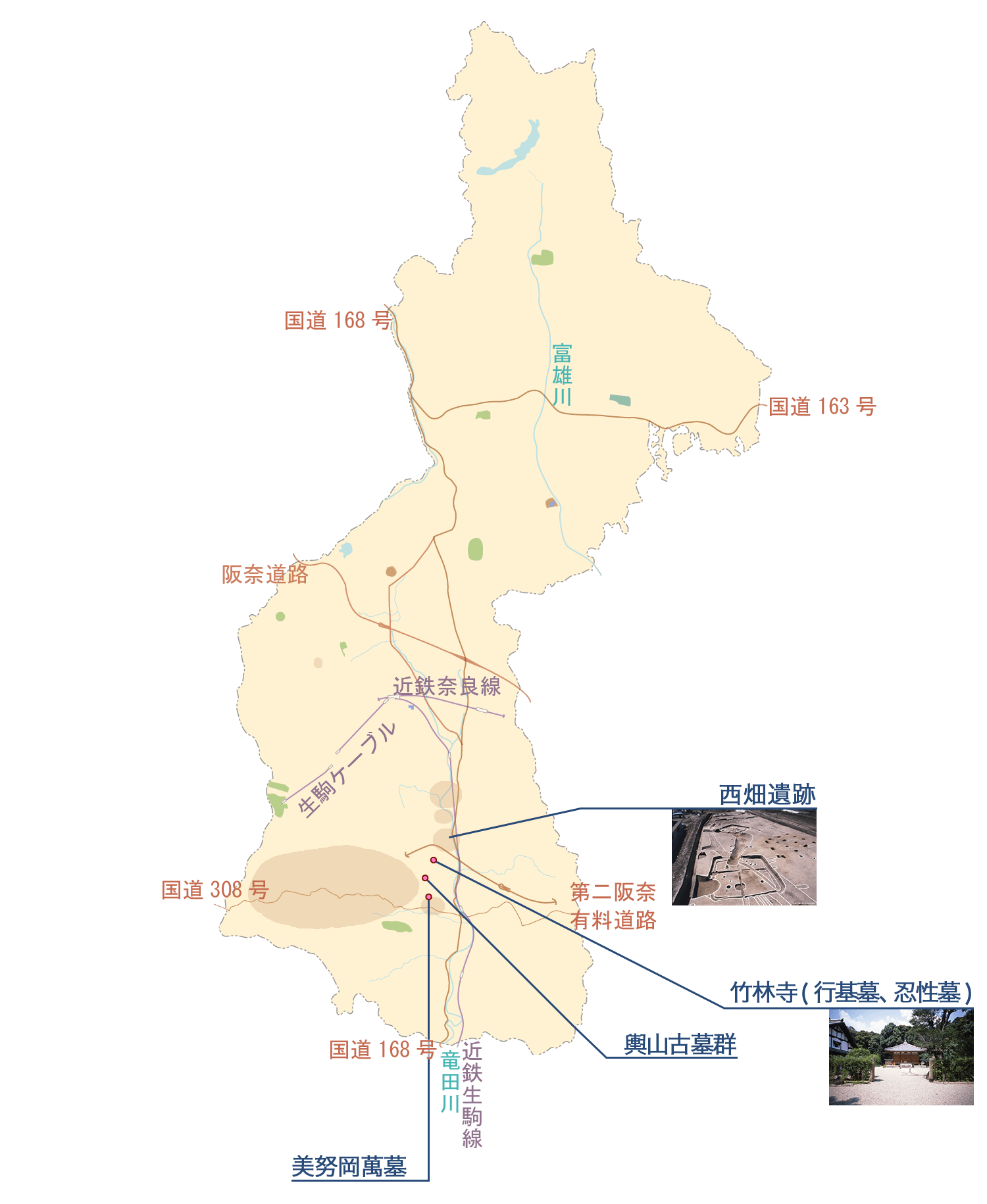 遺跡・墓の文化財の地図
