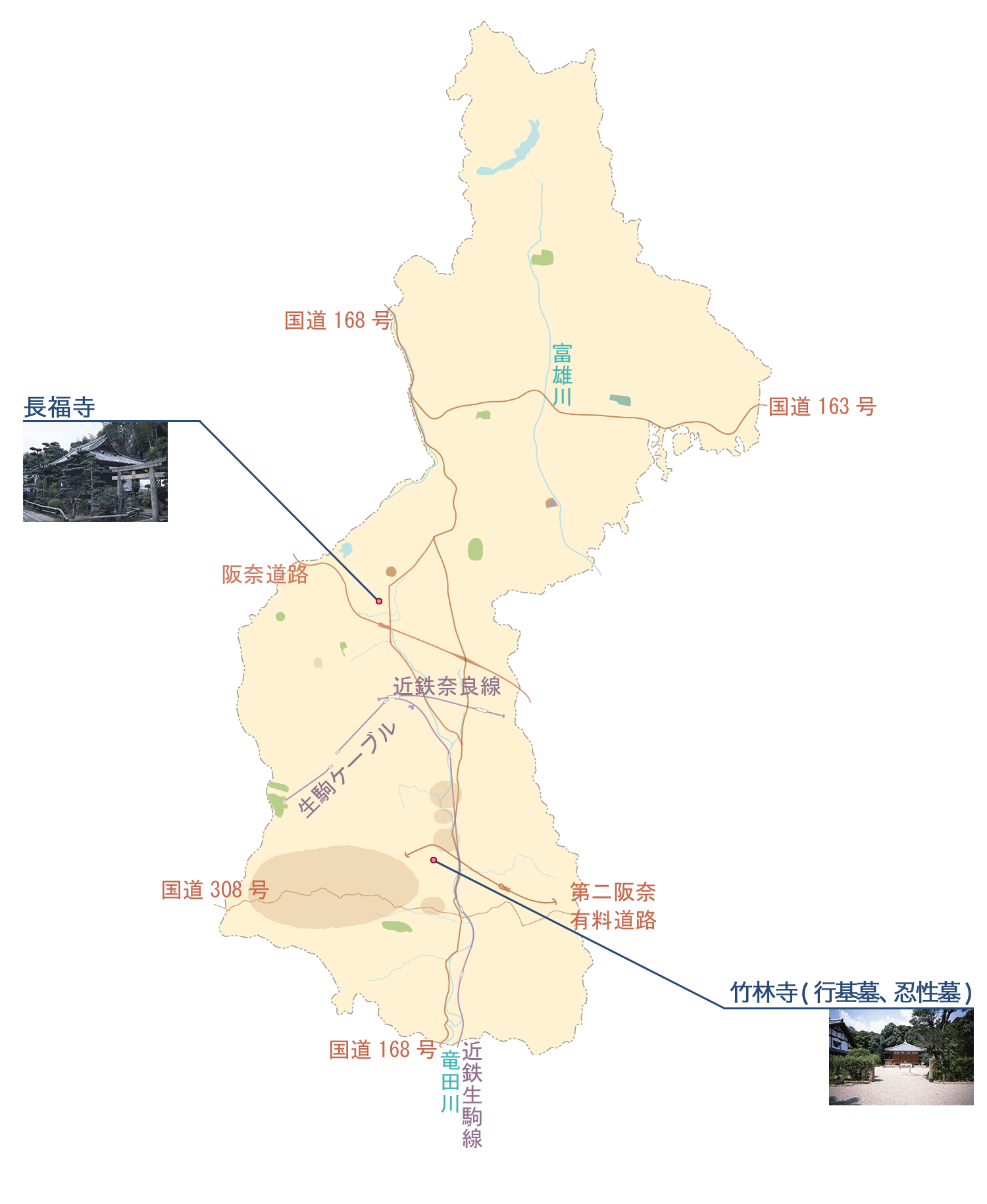 遺跡・社寺跡の文化財の地図