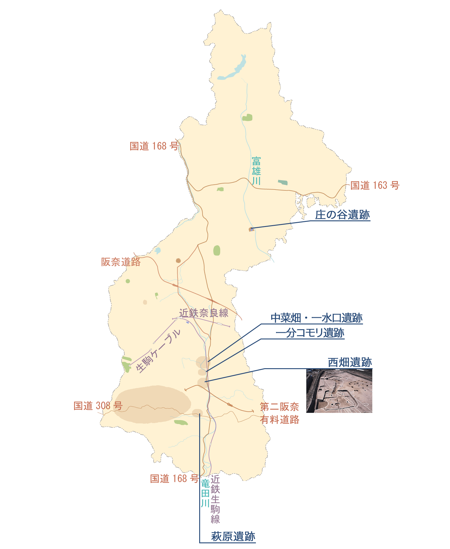 遺跡・集落跡の文化財の地図