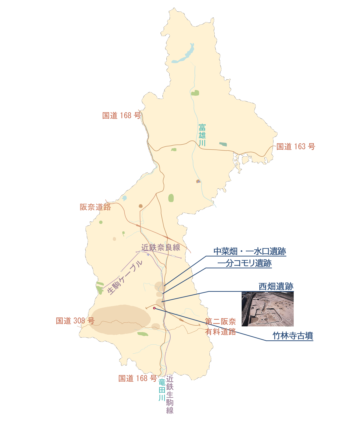 古墳時代の文化財の地図